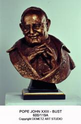  St. John XXIII Bust Statue in Fiberglass, 18\" x 14\" x 12\" 