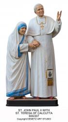  St. John Paul II w/Mother Teresa Statue in Linden Wood (Custom) 