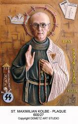  St. Maximilian Kolbe Plaque in Fiberglass, 21\" & 27\"H 
