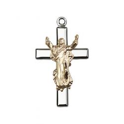  Risen Christ/Cross Two-Tone Neck Medal/Pendant Only 