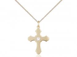 Cross Neck Medal/Pendant w/Crystal Stone Only for April 