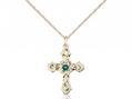  Cross Neck Medal/Pendant w/Emerald Stone Only for May 