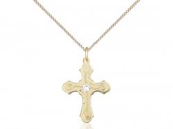  Cross Neck Medal/Pendant w/Crustal Stone Only for April 
