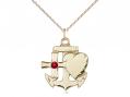  Faith, Hope & Charity Neck Medal/Pendant w/Ruby Stone Only for July 