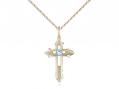  Cross on Cross Neck Medal/Pendant w/Aqua Stone Only for March 