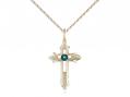  Cross on Cross Neck Medal/Pendant w/Emerald Stone Only for May 