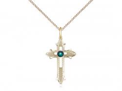  Cross on Cross Neck Medal/Pendant w/Emerald Stone Only for May 