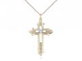  Cross on Cross Neck Medal/Pendant w/Aqua Stone Only for March 