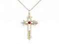  Cross on Cross Neck Medal/Pendant w/Ruby Stone Only for July 