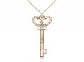  Key w/Double Hearts Neck Medal/Pendant w/Aqua Stone Only for March 