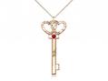  Key w/Double Hearts Neck Medal/Pendant w/Ruby Stone Only for July 