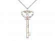  Key w/Double Hearts Neck Medal/Pendant w/Rose Stone Only for October 