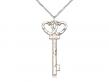  Key w/Double Hearts Neck Medal/Pendant w/Crystal Stone Only for April 