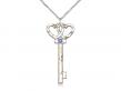  Key w/Double Hearts Neck Medal/Pendant w/Sapphire Stone Only for September 