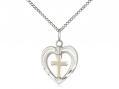  Heart/Cross Two-Tone Neck Medal/Pendant Only 
