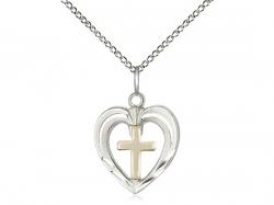  Heart/Cross Two-Tone Neck Medal/Pendant Only 