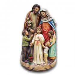  Holy Family With Three Children Christmas Nativity Statue in Poly-Art Fiberglass 