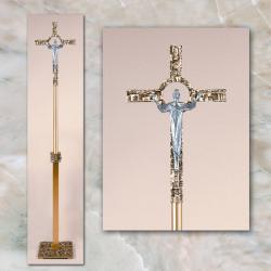  \"Risen Christ\" High Polish Finish Floor Bronze Processional Cross/Crucifix: 6351 Style 