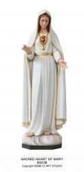  Immaculate/Sacred Heart of Mary (Fatima) Statue in Linden Wood, 30\" - 60\"H 
