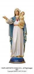  Our Lady of Pilgrimage w/Child Statue in Linden Wood, 60\"H 