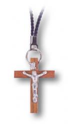  1.5\" BROWN WOOD CRUCIFIX WITH METAL CORPUS (3 PC) 
