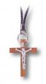  1.5" BROWN WOOD CRUCIFIX WITH METAL CORPUS (3 PC) 