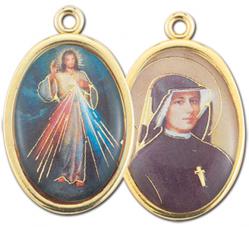  GOLD OVAL DIVINE MERCY/FAUSTINA PICTURE MEDAL (10 PK) 