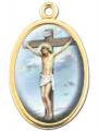  GOLD OVAL CRUCIFIXION PICTURE MEDAL (10 PK) 