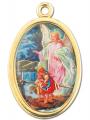  GOLD OVAL GUARDIAN ANGEL WITH BABY PICTURE MEDAL (10 PK) 