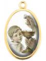  GOLD OVAL COMMUNION BOY PICTURE MEDAL (10 PK) 