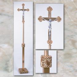  High Polish Finish Bronze Floor Processional Crucifix: 9725 Style - 86\" Ht 