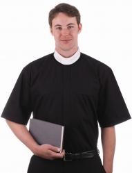  Black Neckband Short Sleeve Clergy Shirts 