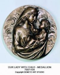  Our Lady w/Child Medallion/Plaque Relief in Fiberglass, 29\"D 