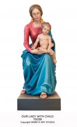  Our Lady Sitting w/Child Statue in Linden Wood, 64\"H 