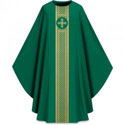  Green \"Assisi\" Chasuble - Woven Band - Elias Fabric 