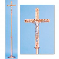  High Polish Finish Bronze Floor Processional Crucifix: 7020 Style - 86\" Ht 