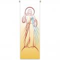  White Printed Inside Banner - Divine Mercy Motif - Deco Fabric 