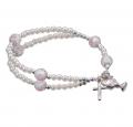  FIRST COMMUNION WHITE PEARL BRACELET WITH ROSE OUR FATHER 