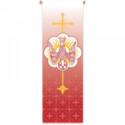  Red Printed Inside Banner - Holy Spirit Motif - Deco Fabric 