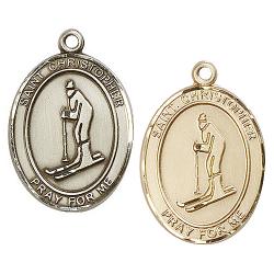  St. Christopher/Skiing Oval Neck Medal/Pendant Only 
