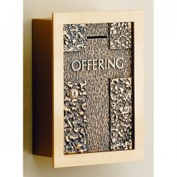  Bronze Offering Deposit Box w/Description & Key #: 7121 Style - 12 3/8\" Ht 
