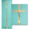  Combination Finish Bronze Floor Processional Crucifix: 7130 Style - 83" Ht 
