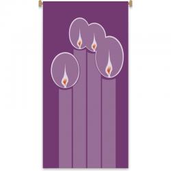  Purple Printed Small Inside Banner - Advent Motif - Deco Fabric 