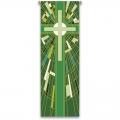 Green Printed Banner - Cross & Rays - Deco Fabric 