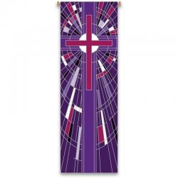  Purple Printed Banner - Cross Motif - Deco Fabric 