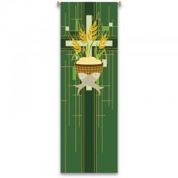  Green Printed Banner - Eucharist Motif - Deco Fabric 