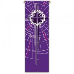  Purple Printed Inside Banner - Crown of Thorns Motif - Deco Fabric 