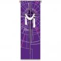 Purple Printed Inside Banner - Cross/Shroud Motif - Deco Fabric 