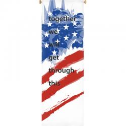  White Printed Banner - \"Together We Will Get Through This\" - Deco Fabric 