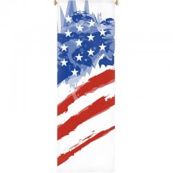  White Printed Banner - United States Flag - Deco Fabric 